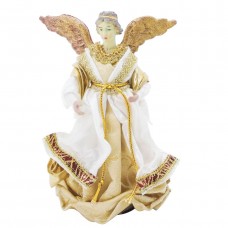 Anjo Natal Plus Seda 25cm Dourado e Branco - Magizi